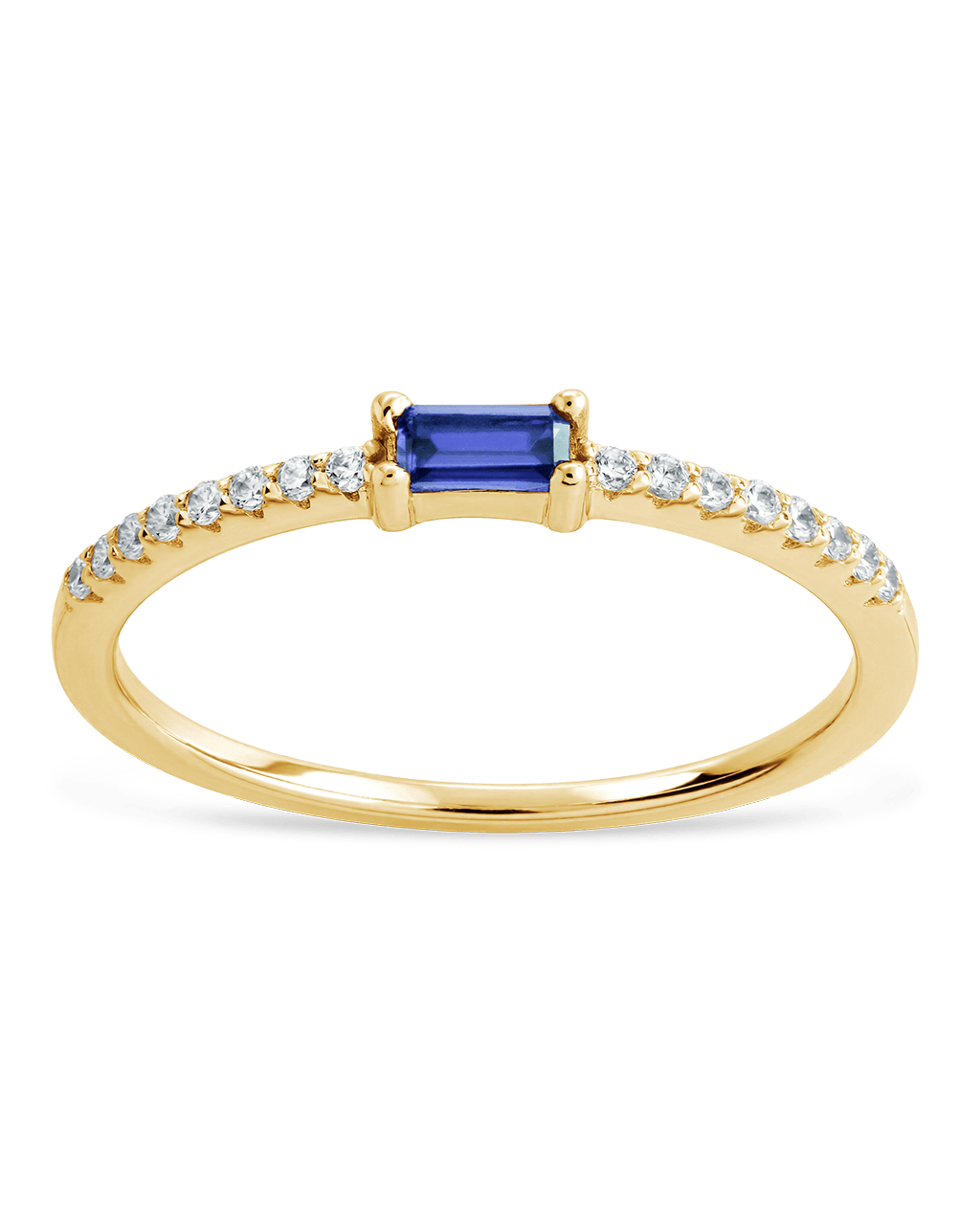 Sterling Silver Thin Tanzanite CZ Stacking Birthstone Ring - Sterling Forever