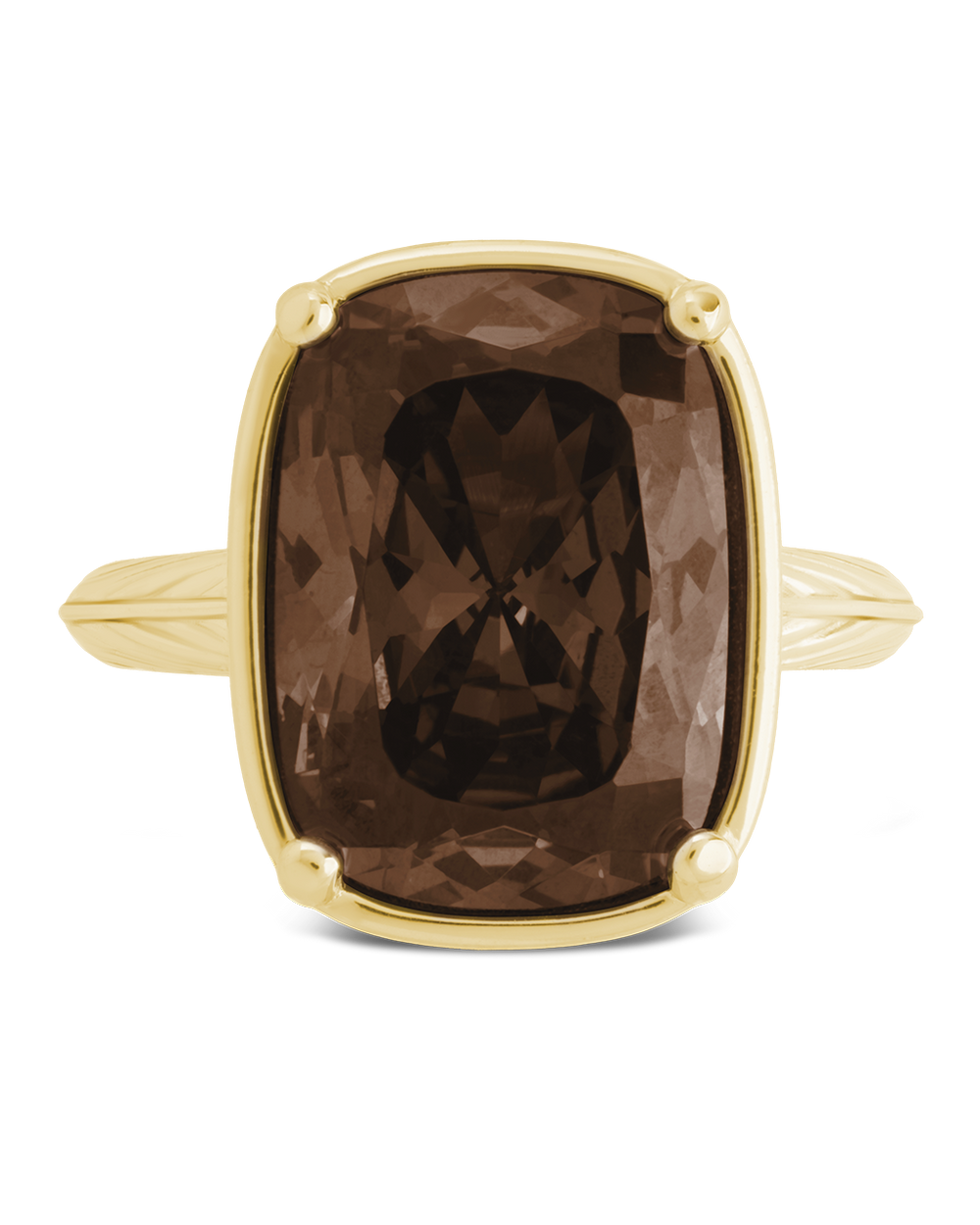 Sterling Silver Elongated Cushion Chocolate CZ Cocktail Ring