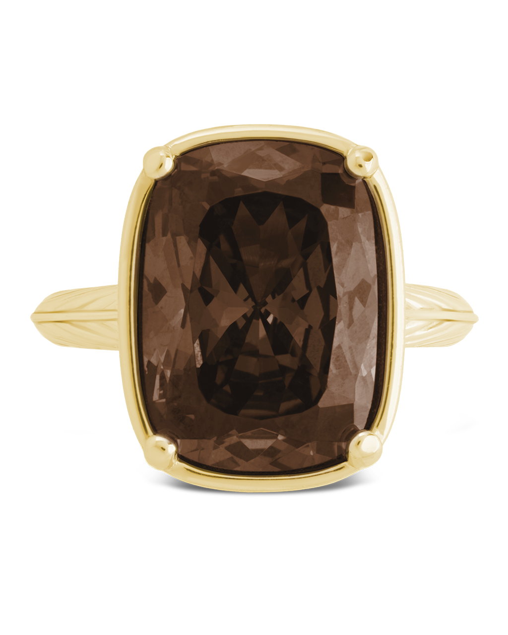 Sterling Silver Elongated Cushion Chocolate CZ Cocktail Ring