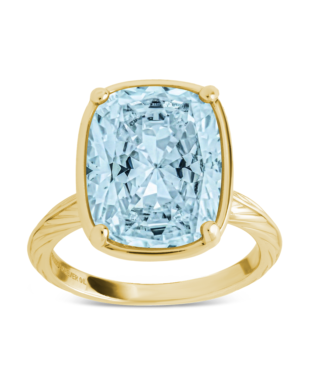 Sterling Silver Elongated Cushion Aquamarine CZ Cocktail Ring