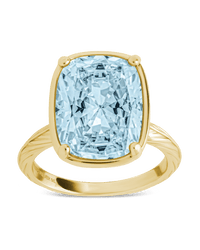 Sterling Silver Elongated Cushion Aquamarine CZ Cocktail Ring - Sterling Forever