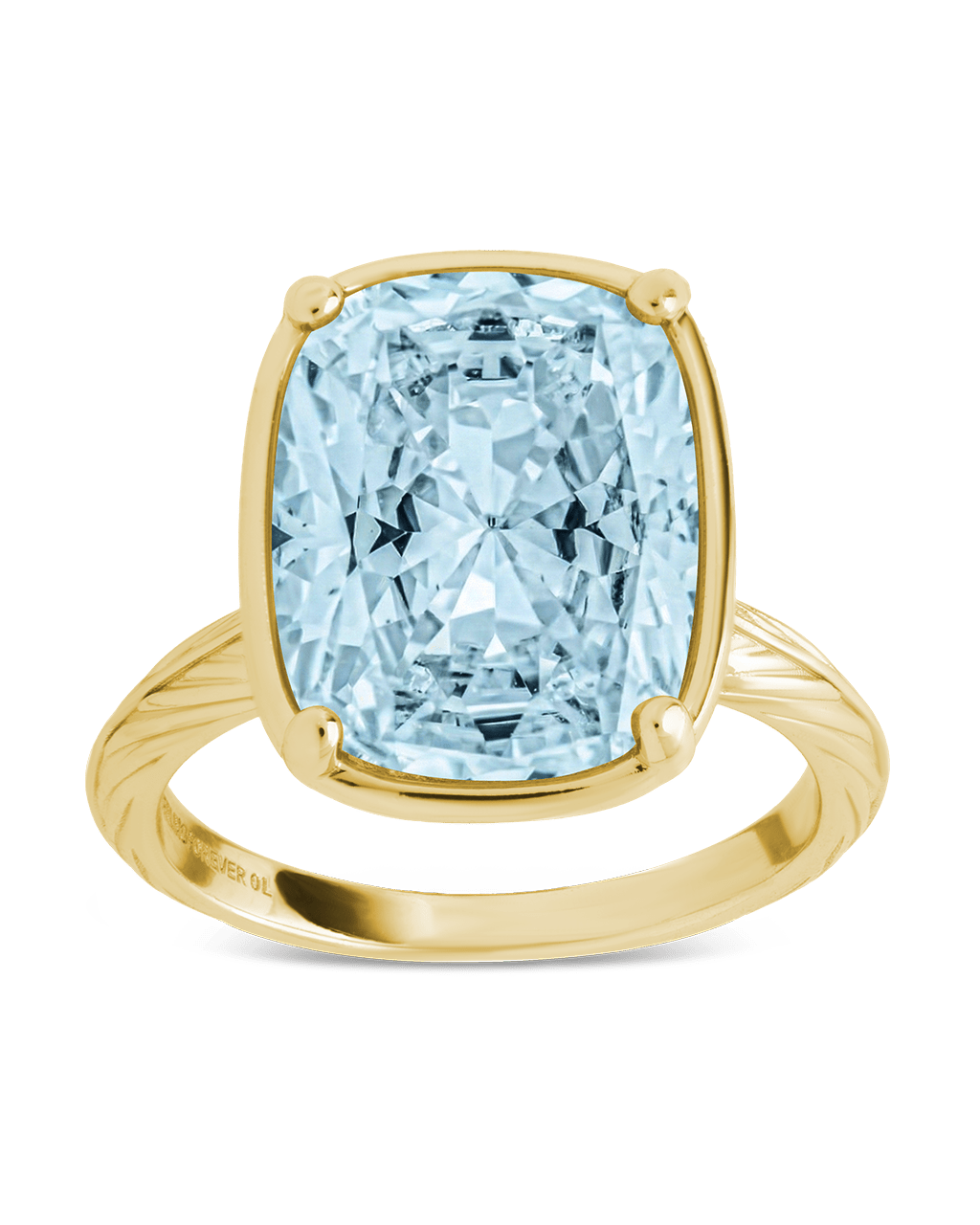 Sterling Silver Elongated Cushion Aquamarine CZ Cocktail Ring - Sterling Forever