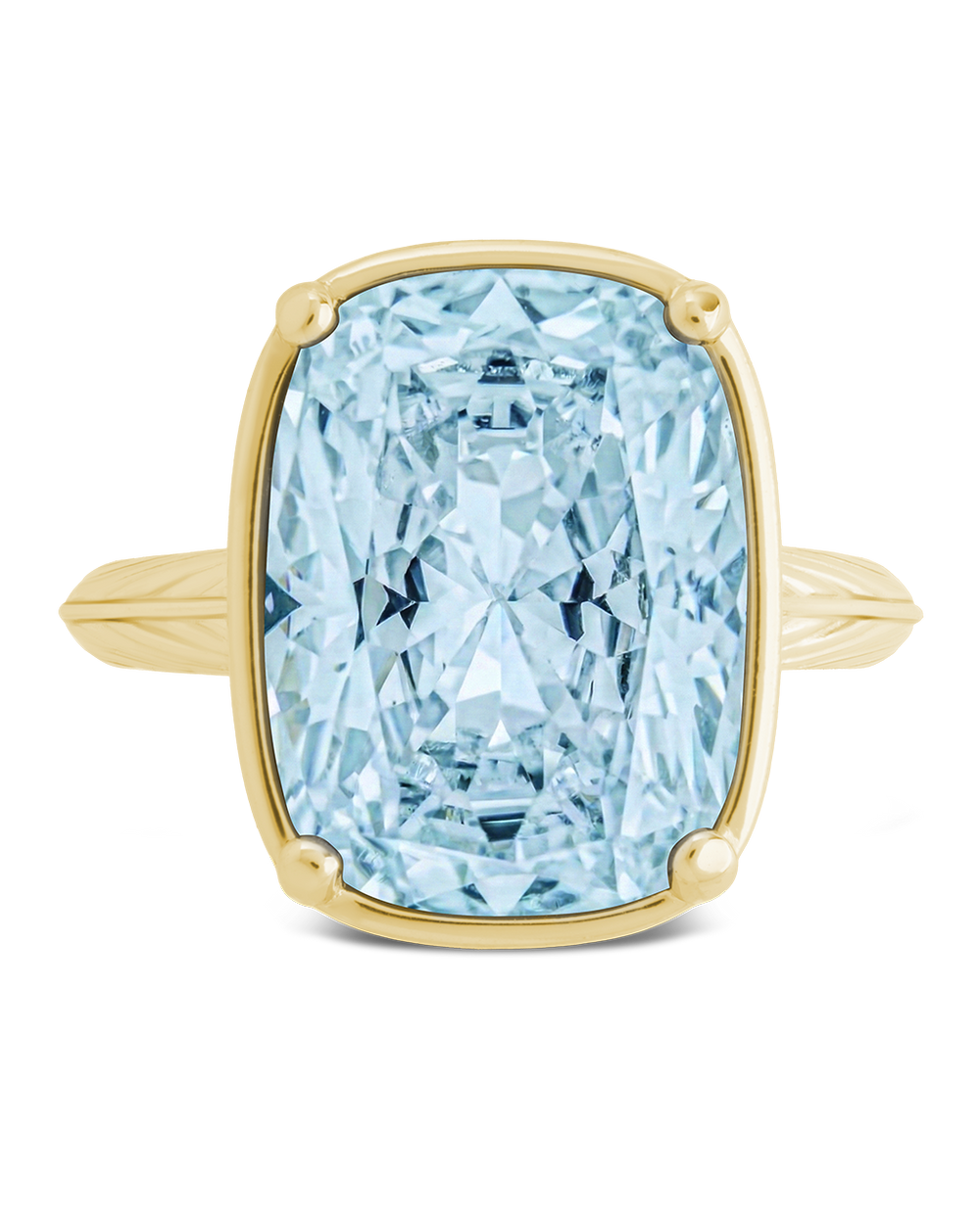 Sterling Silver Elongated Cushion Aquamarine CZ Cocktail Ring
