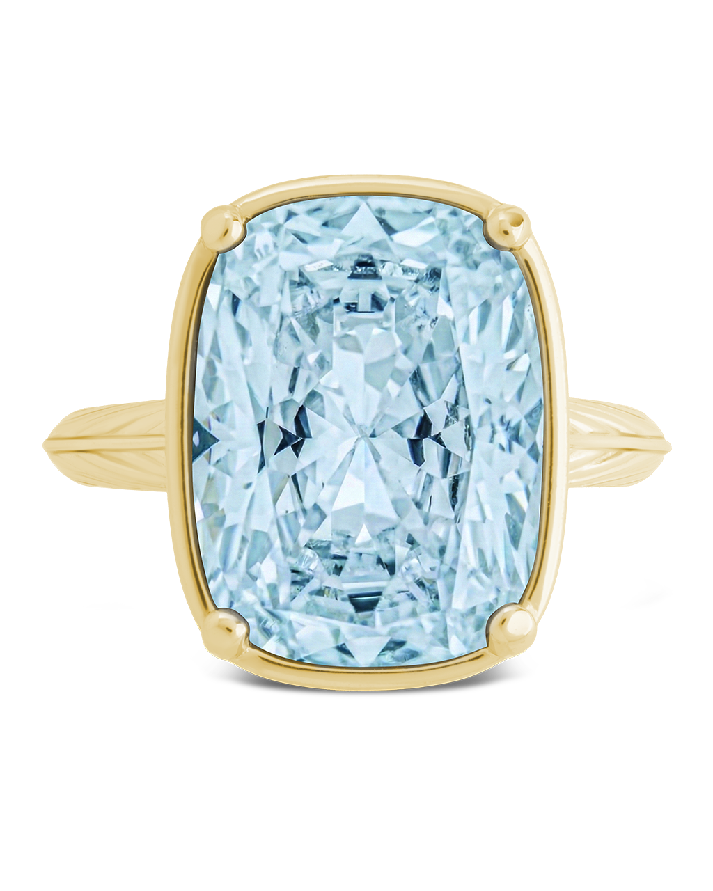 Sterling Silver Elongated Cushion Aquamarine CZ Cocktail Ring
