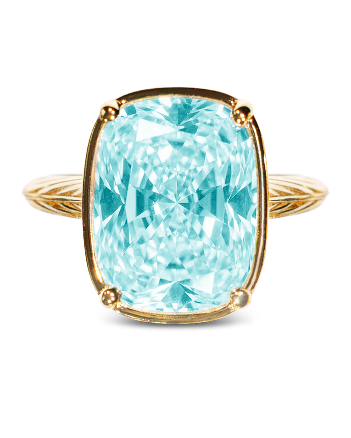 Sterling Silver Elongated Cushion Aquamarine CZ Cocktail Ring