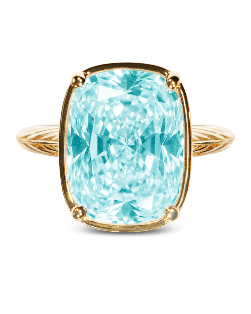 Sterling Silver Elongated Cushion Aquamarine CZ Cocktail Ring - Sterling Forever