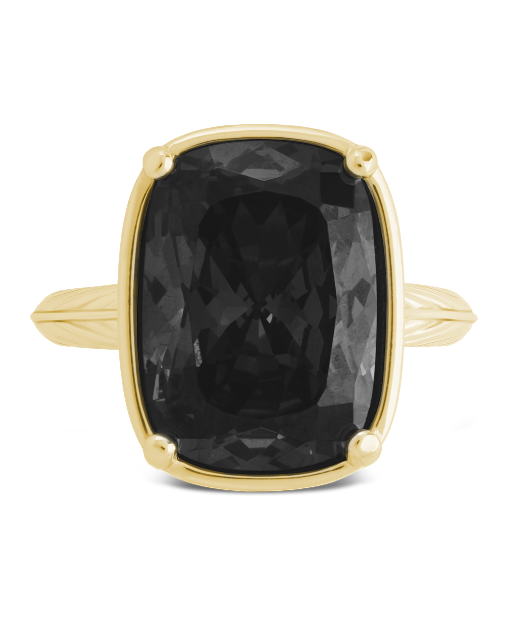 Sterling Silver Elongated Cushion Black CZ Cocktail Ring