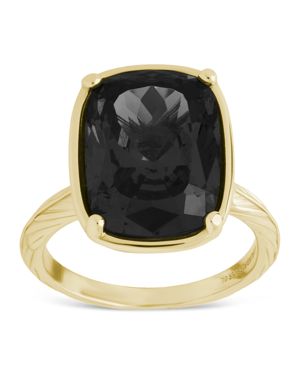 Sterling Silver Elongated Cushion Black CZ Cocktail Ring