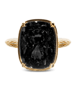 Sterling Silver Elongated Cushion Black CZ Cocktail Ring