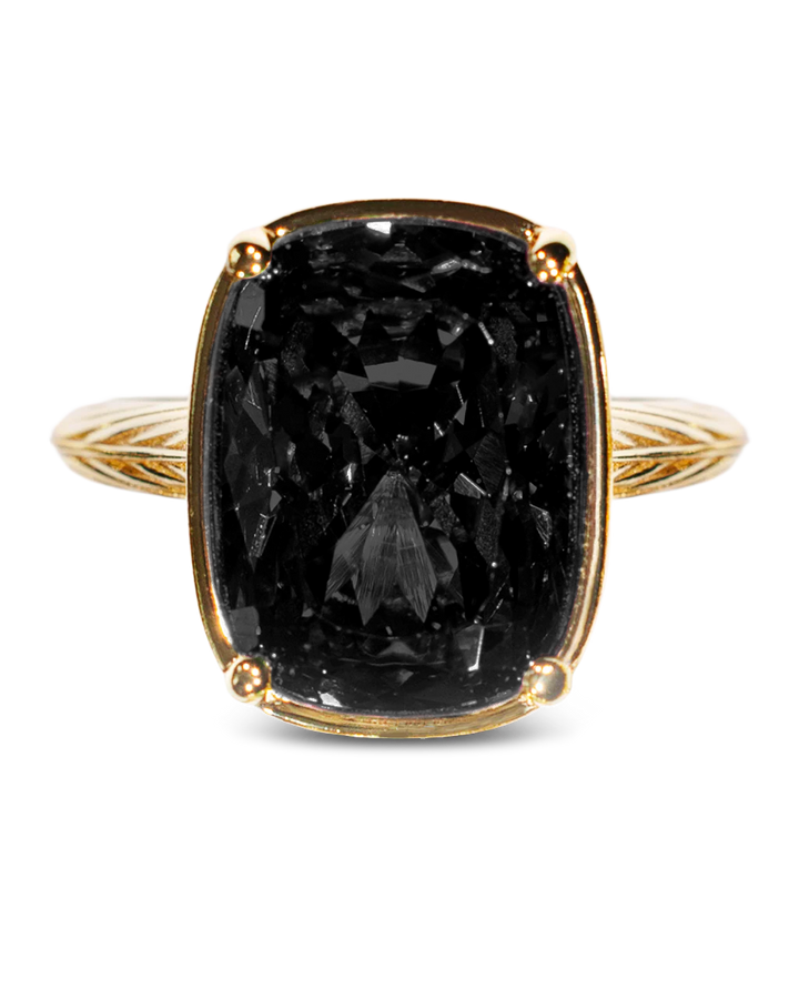 Sterling Silver Elongated Cushion Black CZ Cocktail Ring