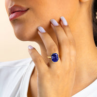 Sterling Silver Sapphire Elongated Cushion Ring - Original & Mini Bundle