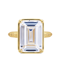 Sterling Silver Emerald Cut CZ Cocktail Ring