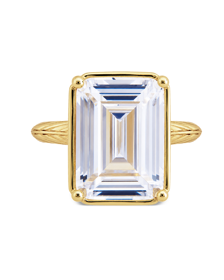 Sterling Silver Emerald Cut CZ Cocktail Ring