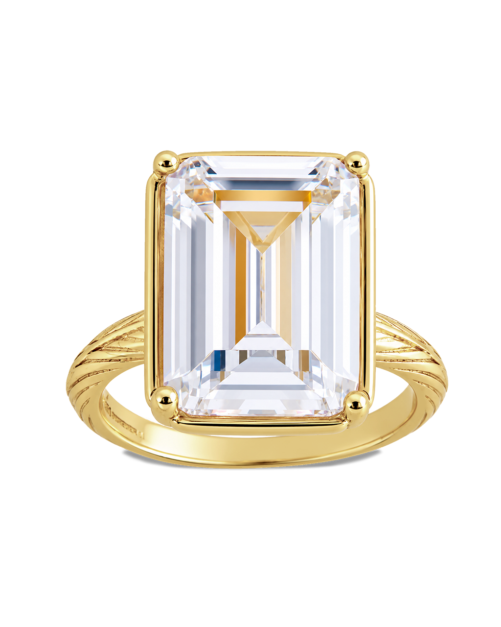 Sterling Silver Emerald Cut CZ Cocktail Ring