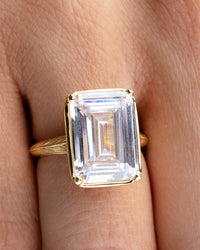 Sterling Silver Emerald Cut CZ Cocktail Ring