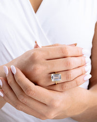 Sterling Silver Emerald Cut CZ Cocktail Ring