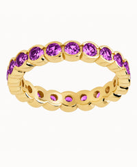 Sterling Silver Amethyst Helene Bezel Eternity Band Ring