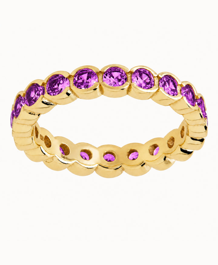 Sterling Silver Amethyst Helene Bezel Eternity Band Ring