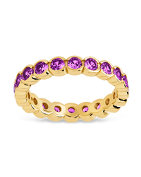 Sterling Silver Amethyst Helene Bezel Eternity Band Ring
