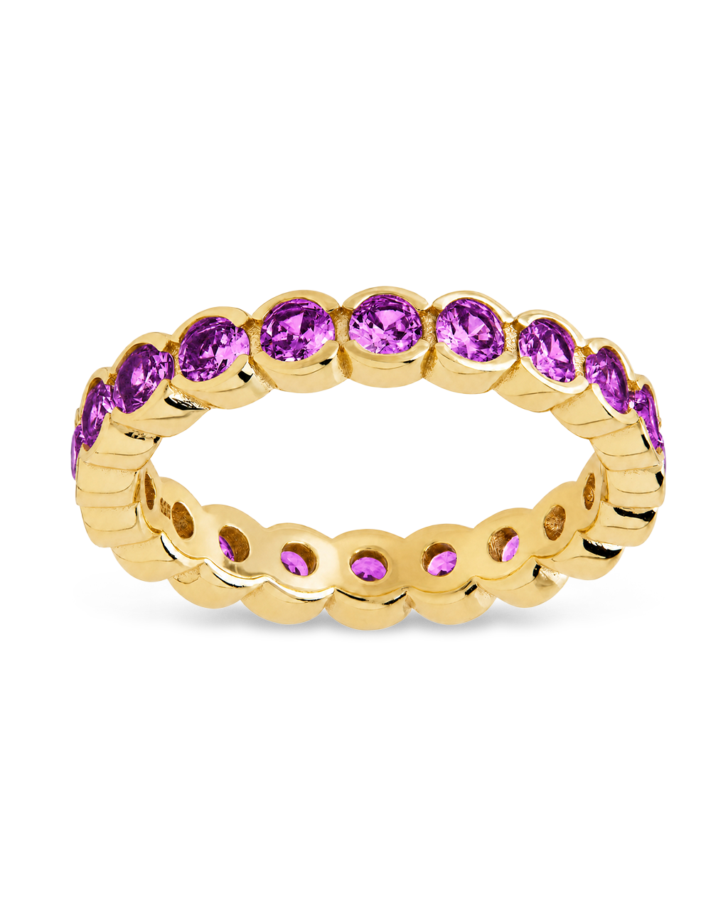 Sterling Silver Amethyst Helene Bezel Eternity Band Ring