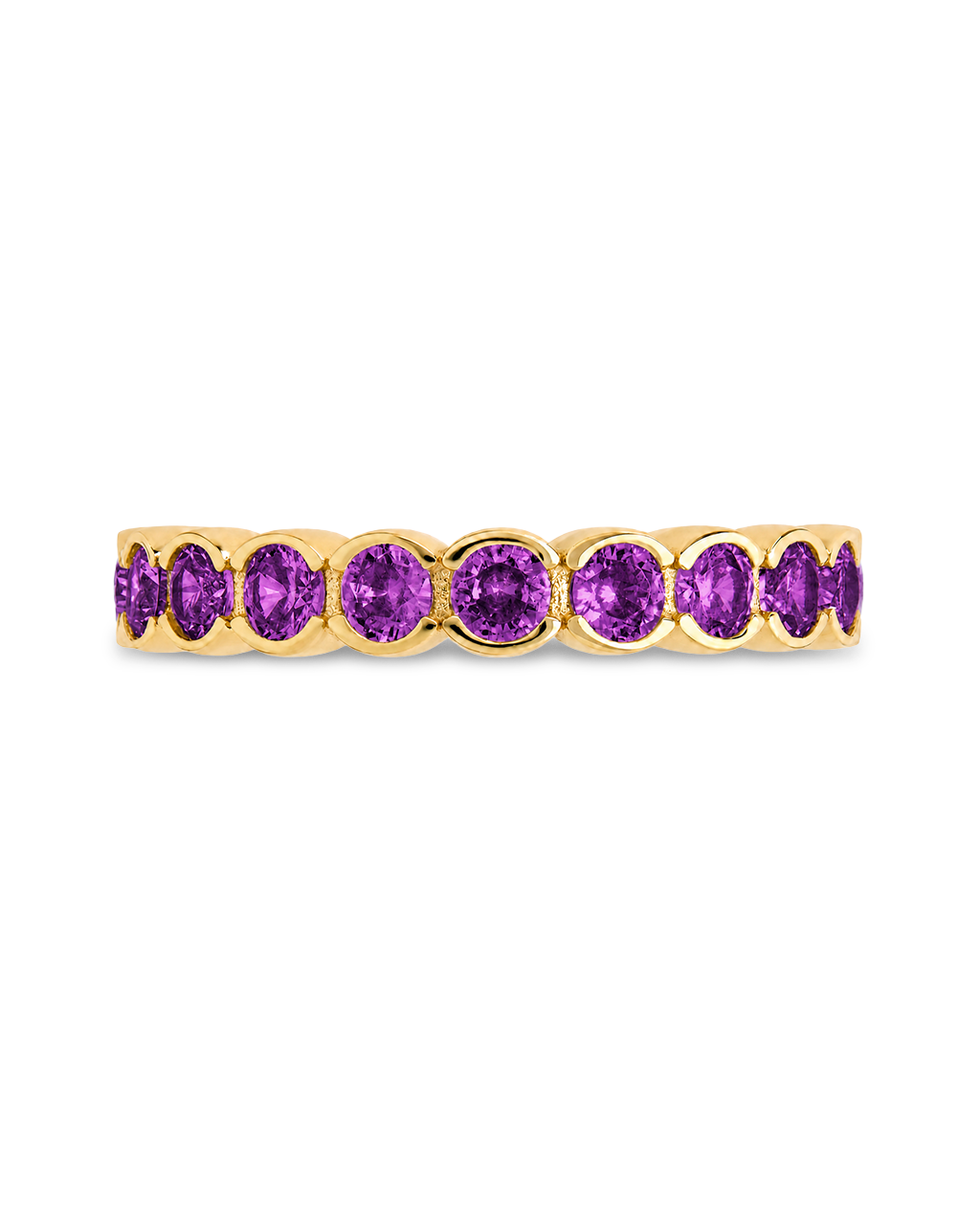 Sterling Silver Amethyst Helene Bezel Eternity Band Ring