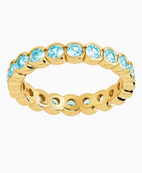 Sterling Silver Aquamarine Helene Bezel Eternity Band Ring
