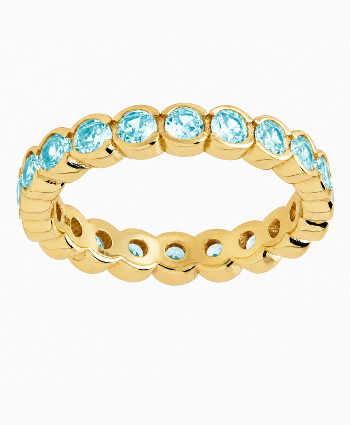 Sterling Silver Aquamarine Helene Bezel Eternity Band Ring
