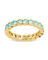 Sterling Silver Aquamarine Helene Bezel Eternity Band Ring