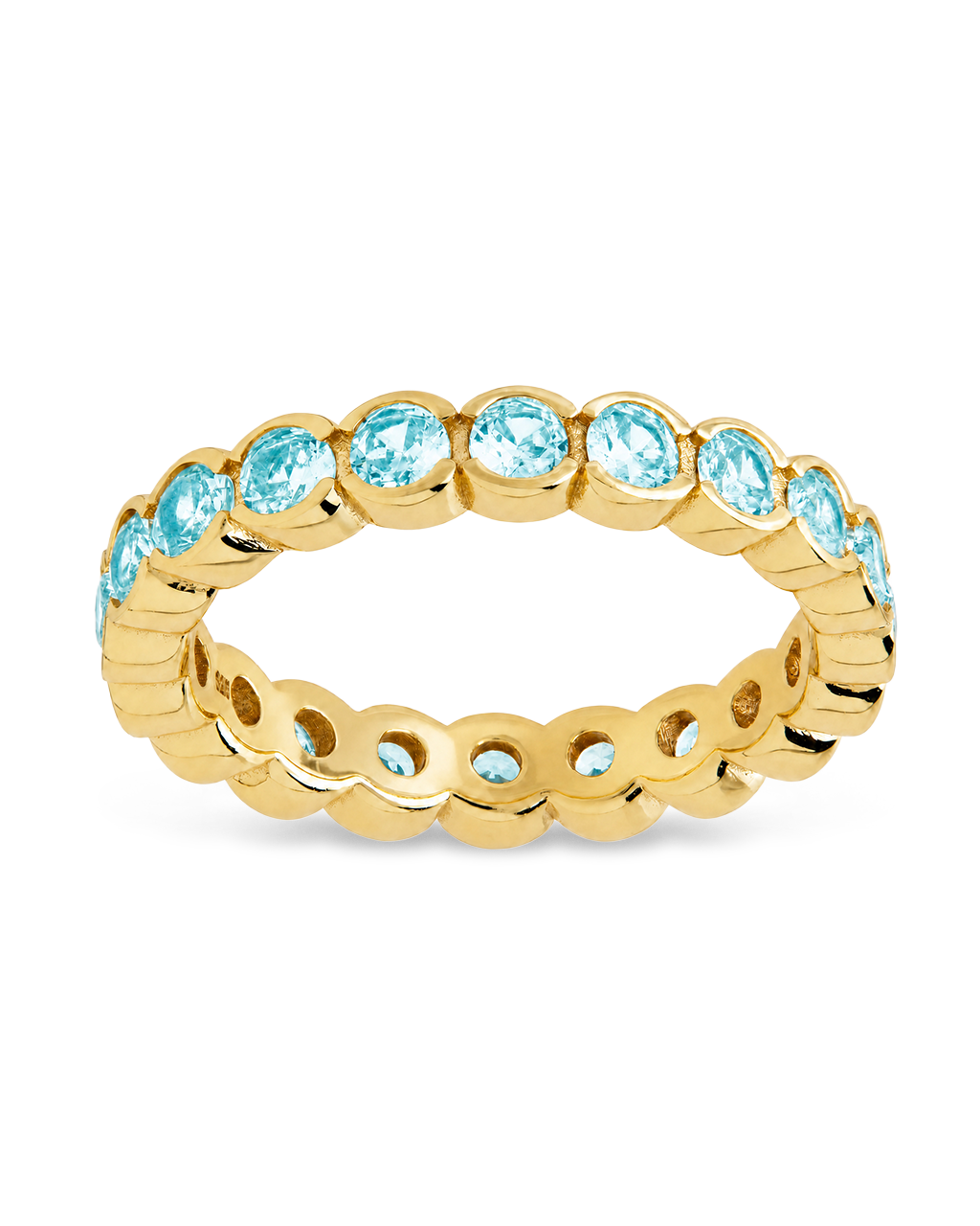 Sterling Silver Aquamarine Helene Bezel Eternity Band Ring