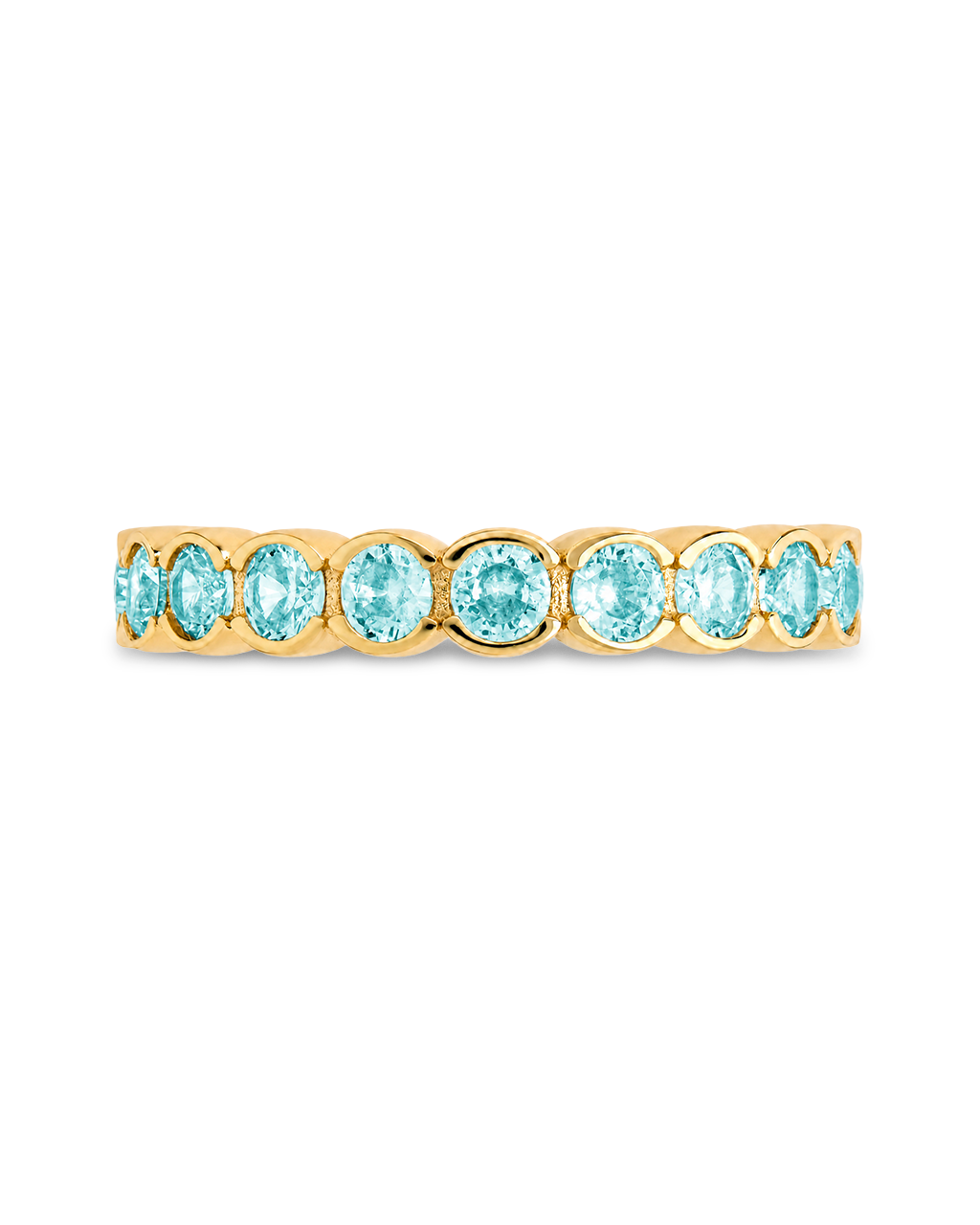 Sterling Silver Aquamarine Helene Bezel Eternity Band Ring