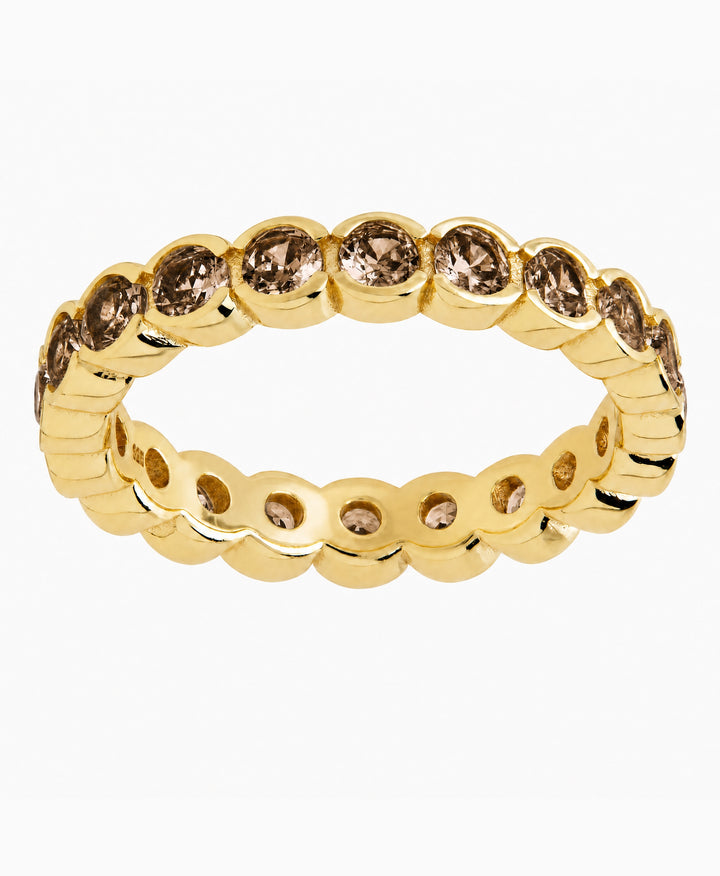 Sterling Silver Chocolate Helene Bezel Eternity Band Ring