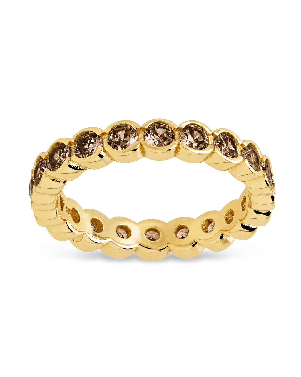 Sterling Silver Chocolate Helene Bezel Eternity Band Ring