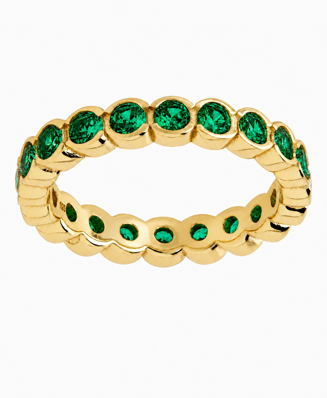 Sterling Silver Emerald Helene Bezel Eternity Band Ring
