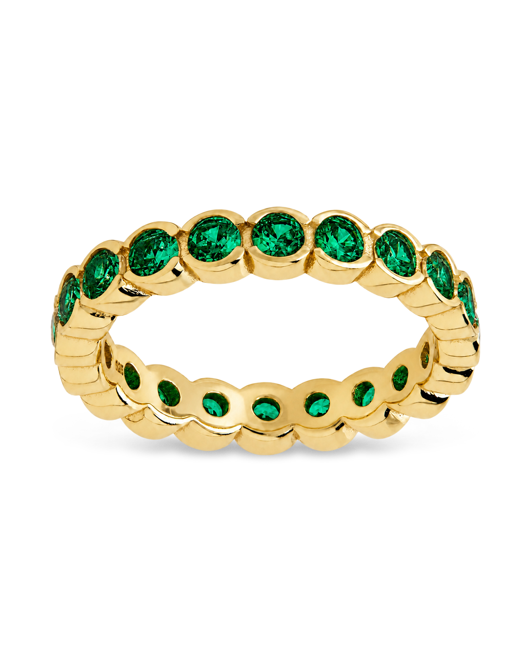Sterling Silver Emerald Helene Bezel Eternity Band Ring