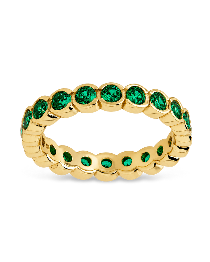 Sterling Silver Emerald Helene Bezel Eternity Band Ring