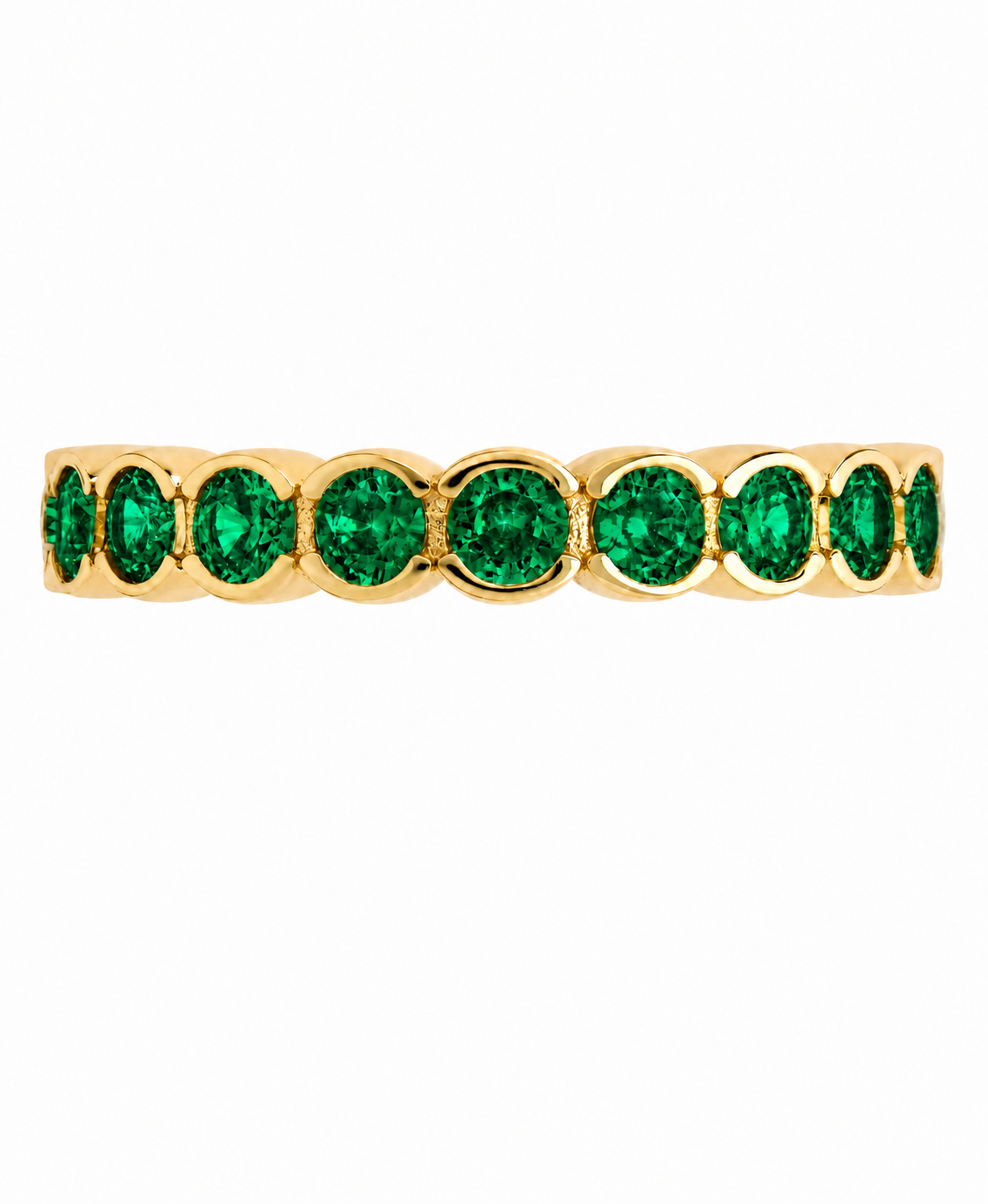 Sterling Silver Emerald Helene Bezel Eternity Band Ring