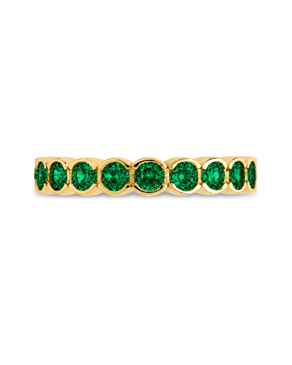 Sterling Silver Emerald Helene Bezel Eternity Band Ring