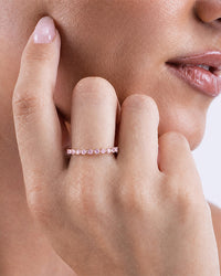 Sterling Silver Light Pink Helene Bezel Eternity Band Ring