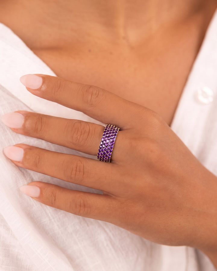 Sterling Silver Amethyst CZ Yvonne Ring