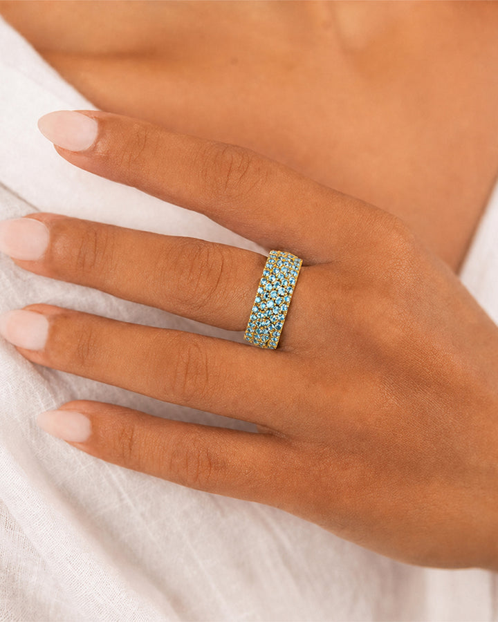 Sterling Silver Aquamarine CZ Yvonne Ring