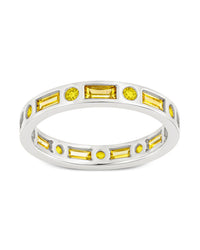 Sterling Silver Canary CZ Ethel Ring