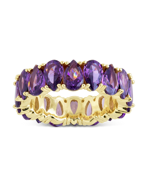 Sterling Silver Janis Amethyst CZ Eternity Band Ring