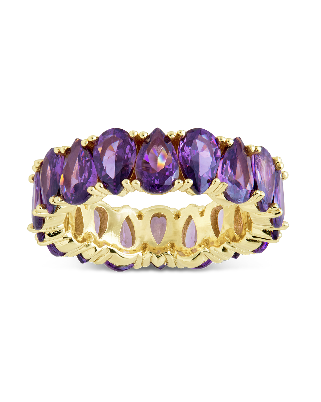 Sterling Silver Janis Amethyst CZ Eternity Band Ring