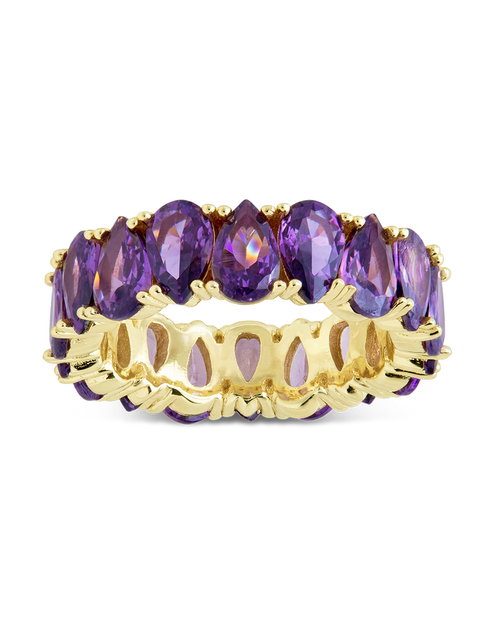 Sterling Silver Janis Amethyst CZ Eternity Band Ring