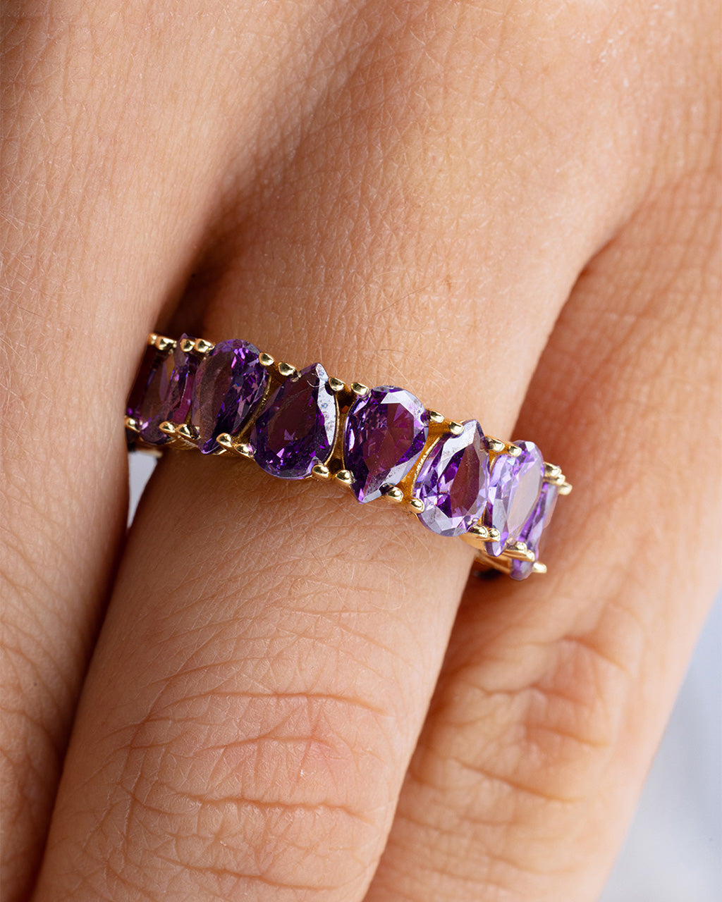 Sterling Silver Janis Amethyst CZ Eternity Band Ring