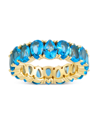 Sterling Silver Janis Aquamarine CZ Eternity Band Ring