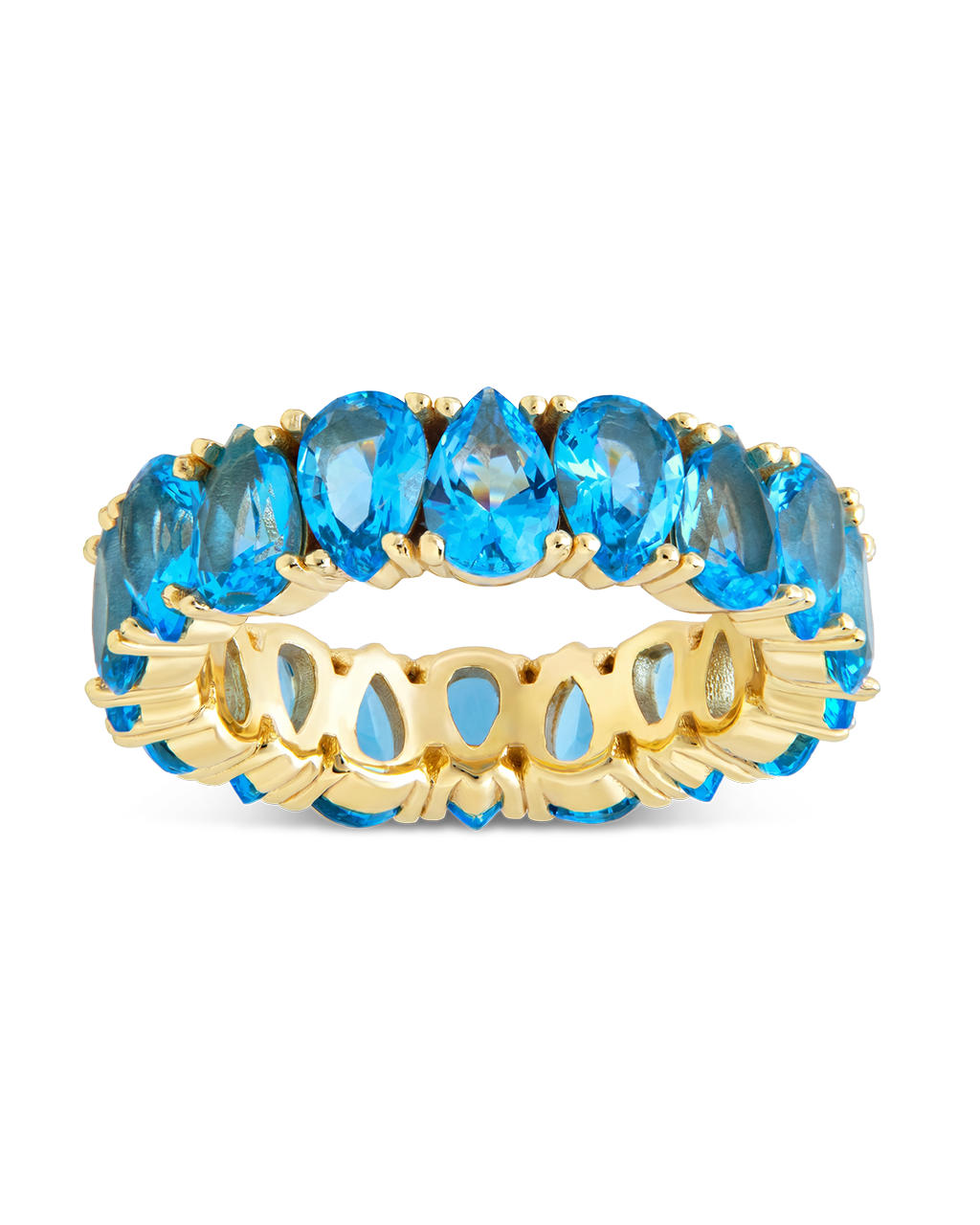 Sterling Silver Janis Aquamarine CZ Eternity Band Ring