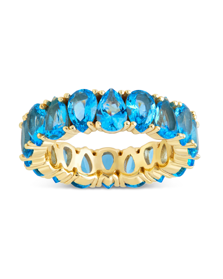 Sterling Silver Janis Aquamarine CZ Eternity Band Ring