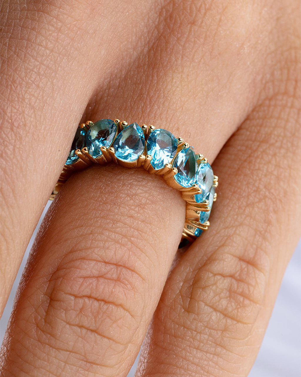 Sterling Silver Janis Aquamarine CZ Eternity Band Ring