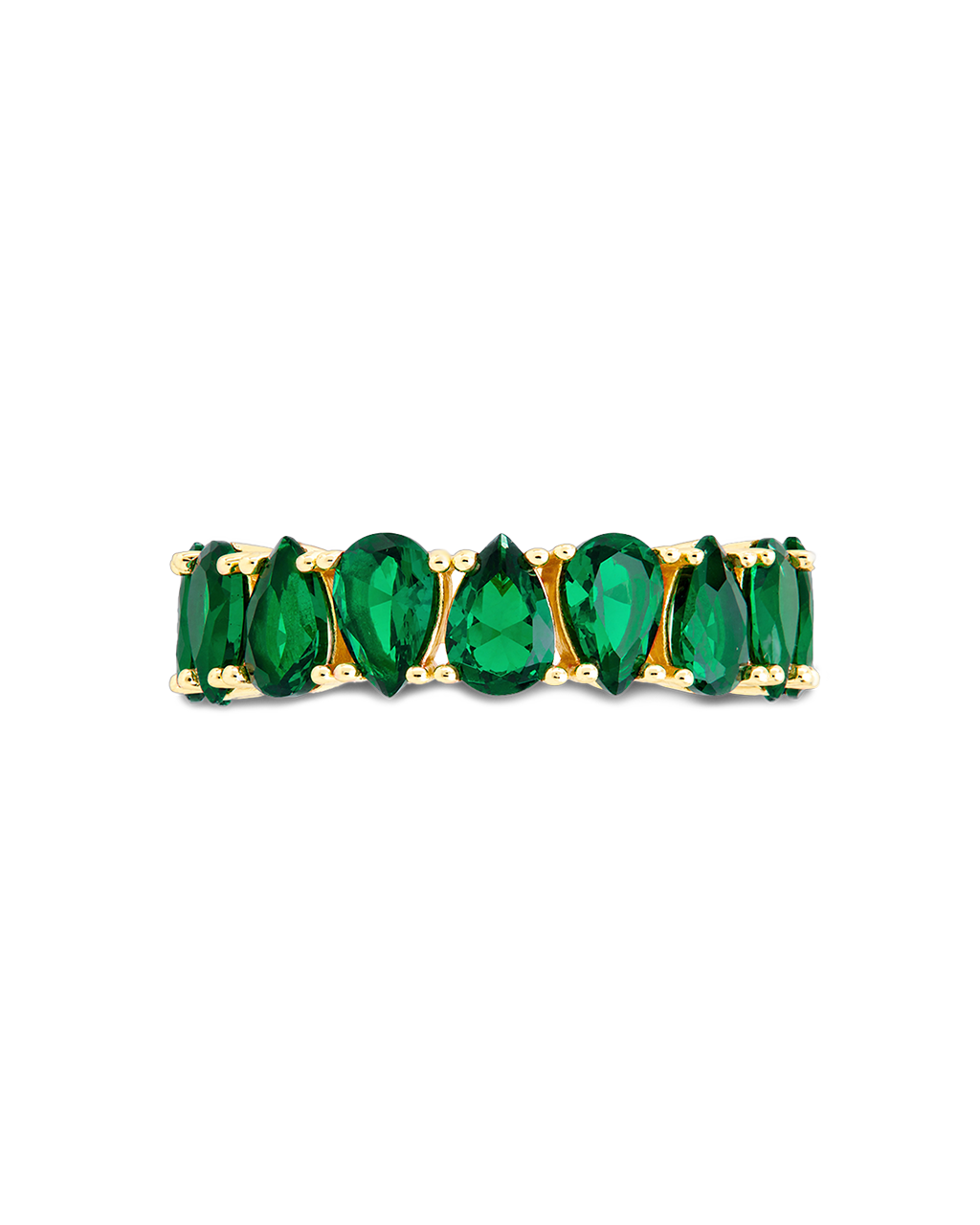 Sterling Silver Janis Emerald CZ Eternity Band Ring